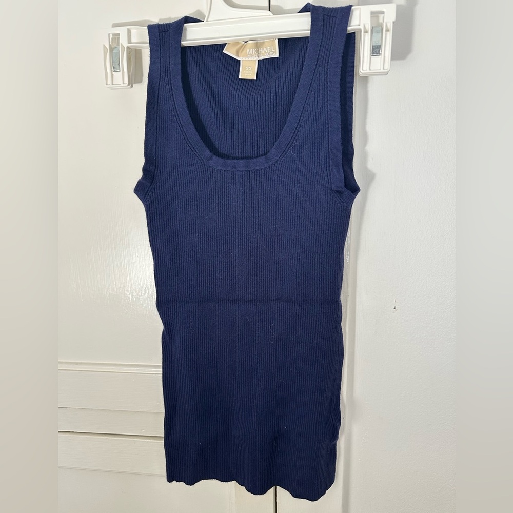 Michael Kors Deep Blue Ribbed Tank Top